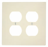 Leviton 80516-T Receptacle Wallplate, 4-7/8 in L, 4.94 in W, Midway, 2 -Gang, Plastic, Light Almond
